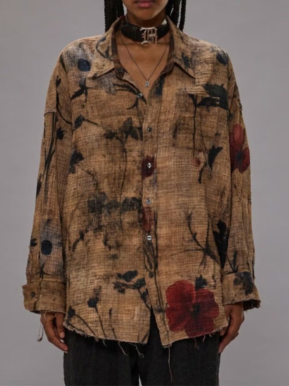 R13 Tan & Brown Drop Neck Reversible Shirt M